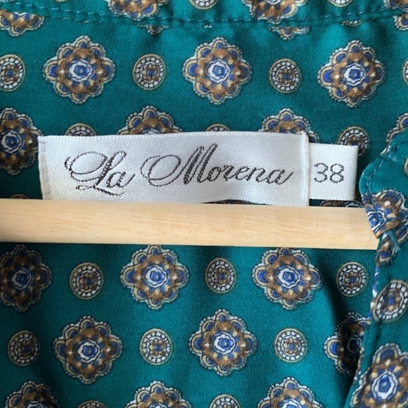 LA MORENA Green Printed Long Sleeve Mini Oversized Shirt Dress - Picture 3 of 7